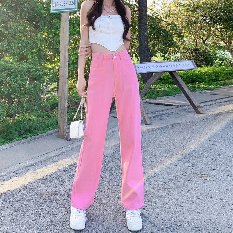 Mint Green Plus Size High-Waisted Wide-Leg Floor-Length Jeans for Women