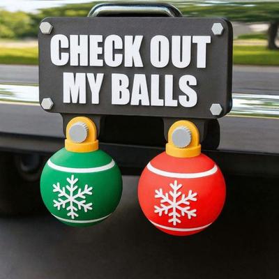 1 Set Christmas Hitch Cover Weather-proof Car Pickup Truck Trailer Swinging Check Out My Balls Tow Hook Cover Decoration Ornament