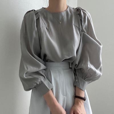Women Summer Autumn O Neck Bublle Sleeve Blouse