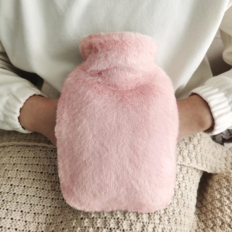 Dual-Plug Plush Hot Water Bottle with PVC Liner