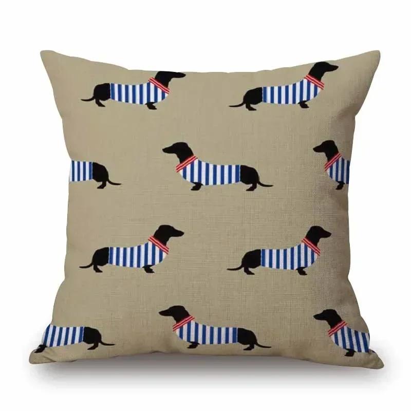 Hand Painting Dachshund Dog Posters Cushion Covers Sausage Pet Animals Pillowcase Decorative Pillows for Sofa