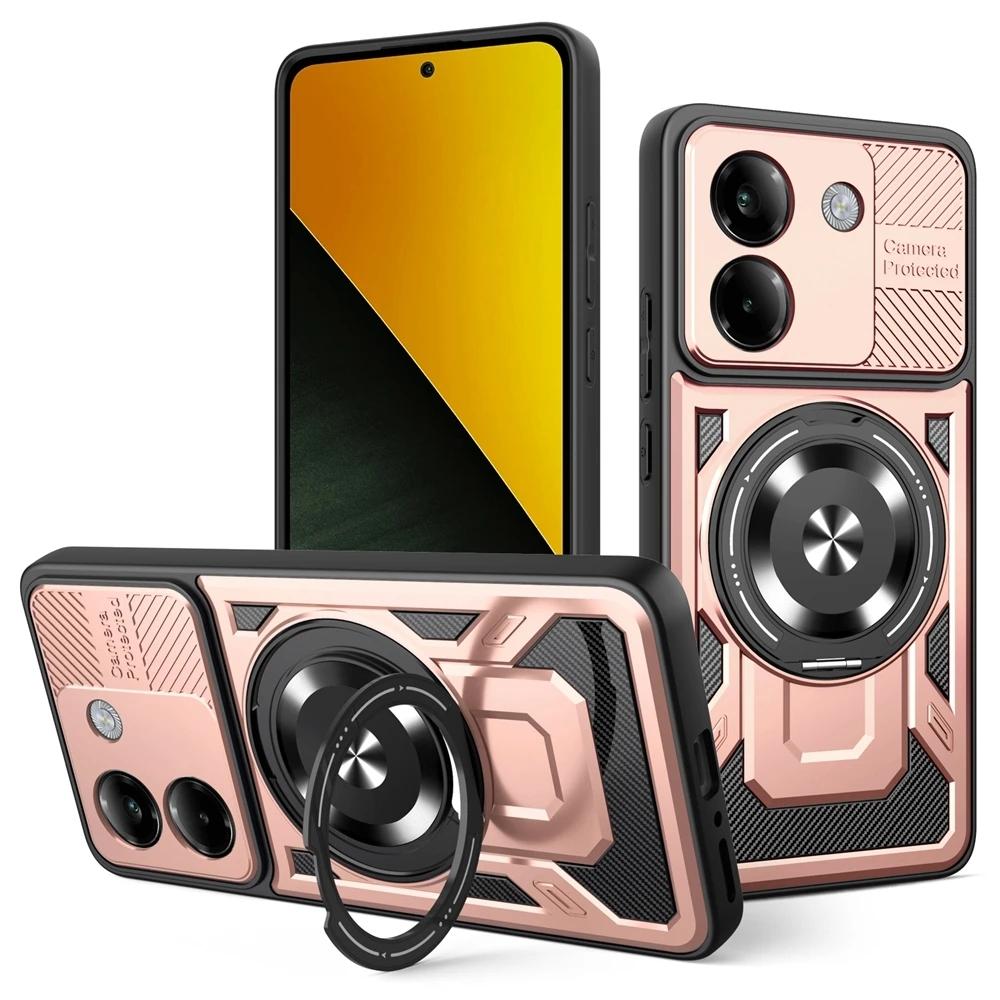 For Magsafe Magnetic Ring Armor Case For Xiaomi Poco M7 Pro Poko Little M7Pro 5G Wireless Charging Shockproof Cover