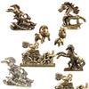 Vintage Chinese Zodiac Horse Statue Bronze Horse Desktop Decoration Living Room Tea Table Sculpture Metal Craft Home Decorations