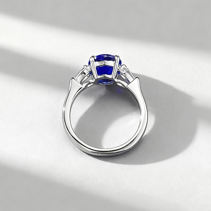 2025 S925 Silver Blue Spinel 8mm Round Diamond Ring - Blue Little Demon Cobaltion Style