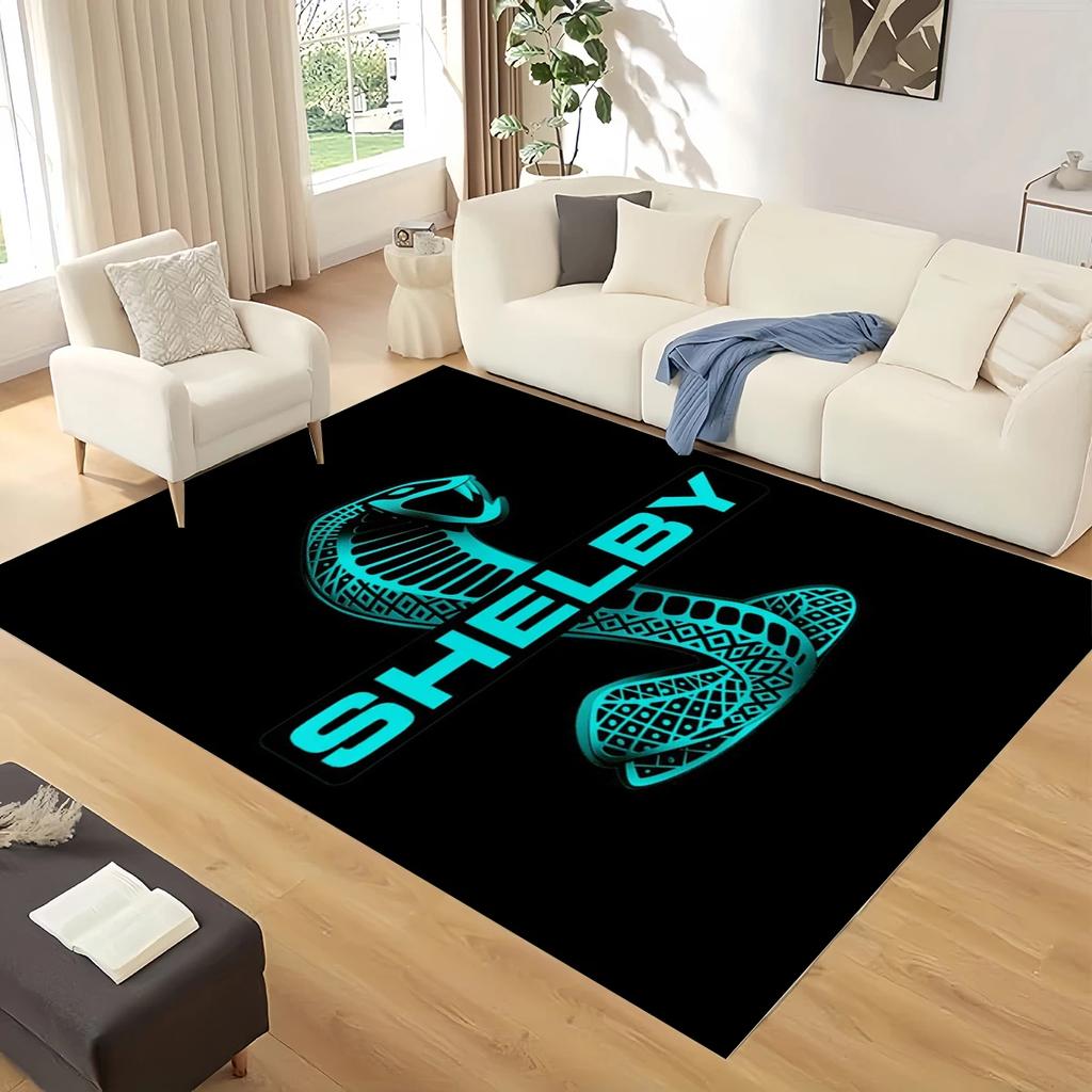 3D Mustang Racing Car Sign GTR Area Rug,Carpet Rug for Living Room Bedroom Sofa Doormat Decoration, Kids Play Non-slip Floor Mat