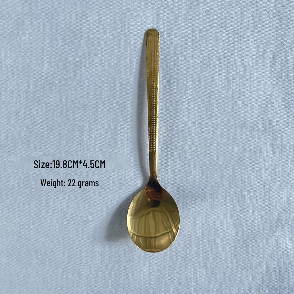 Stainless Steel Hammered Long-Handle Spoon, Stylish Western Cuisine Soup & Teaspoon for Adults
