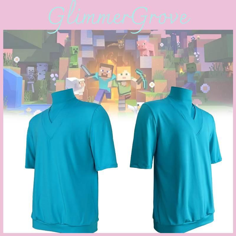 Minecraft Steve Polyester Cosplay Apparel Adult Halloween Costume Adults Young