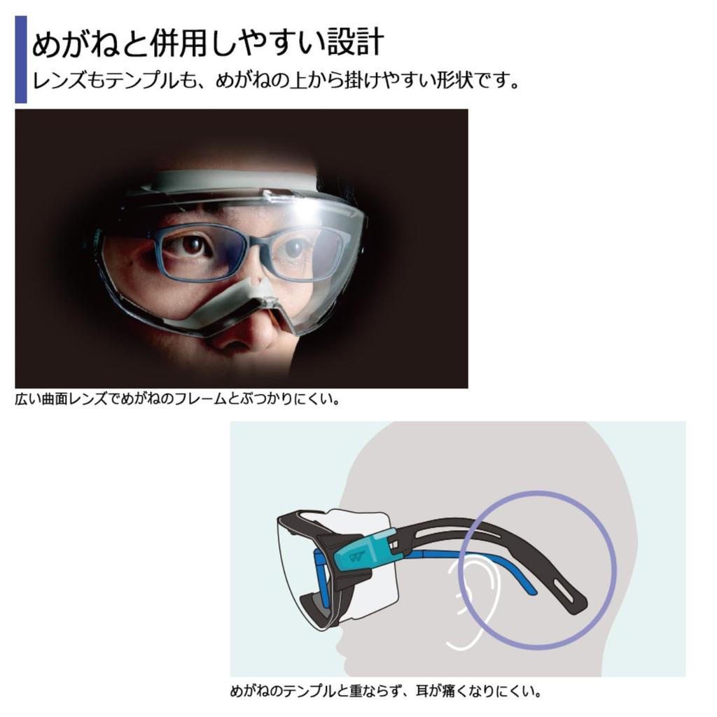 Vision Verde Safety Glasses VG505F Goggles with ventilation UV can be worn over regular [Midori Anzen] holes, double-sided anti-fog, cut, glasses.