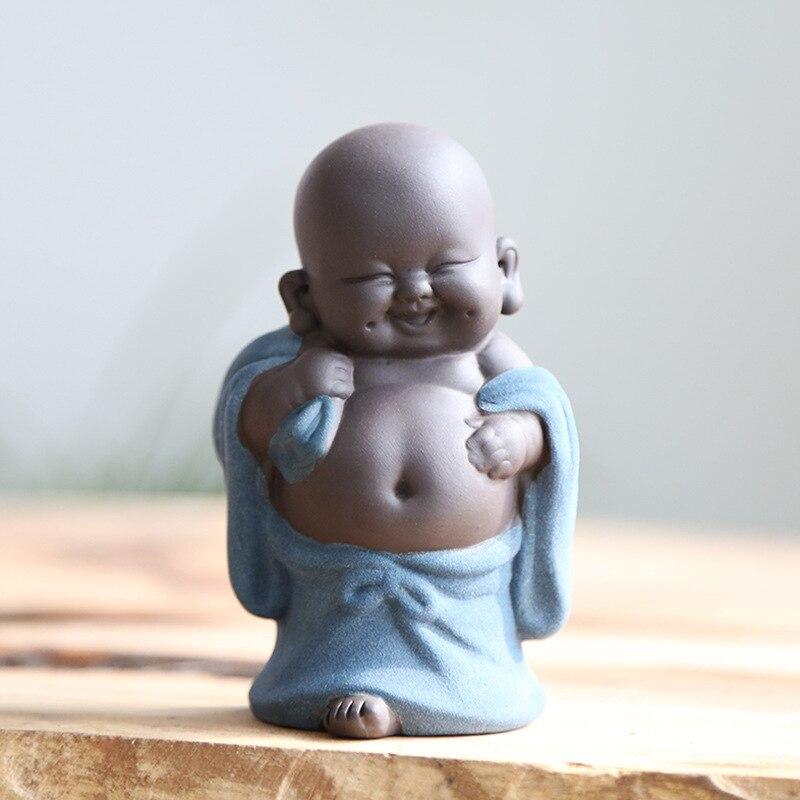 Ceramic Maitreya Buddha Statue Tea Sculpture Hand Carved Figurine Craft Display Ornament Home Tea Ceremony Decoration MJ