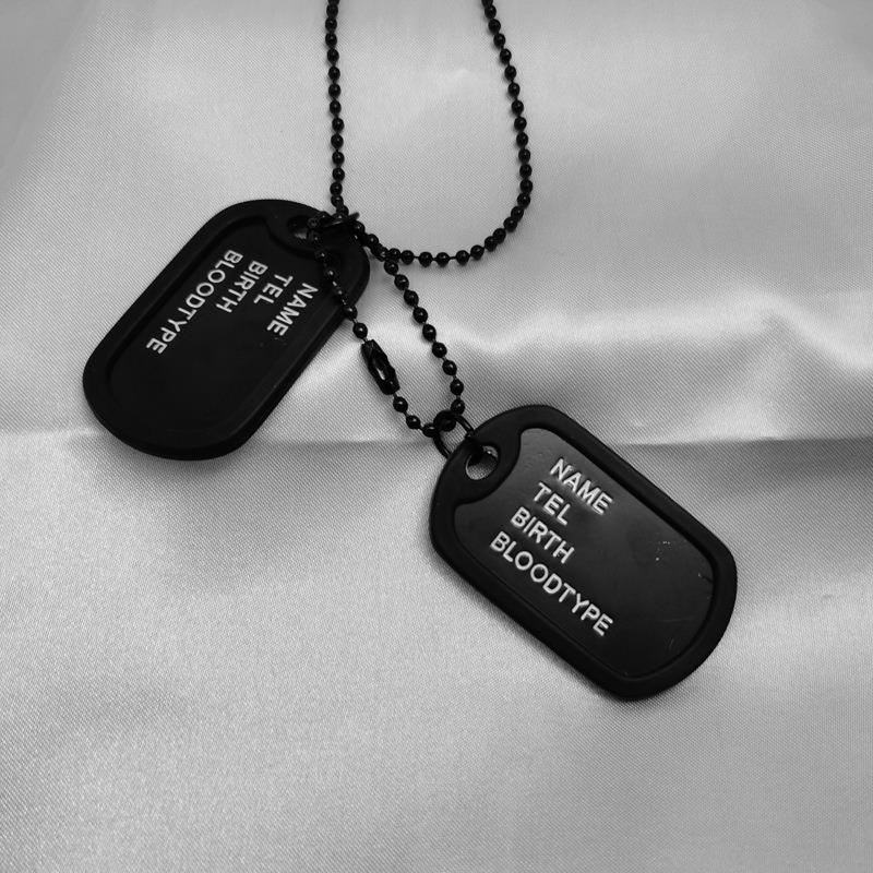 Military Dog Tag Personalised Plated Army Style Dog Id Tags with Ball Chains Silencers 2 Dog Tags Chain Pendant Necklace Goth