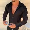 T-shirt Casual a Maniche Lunghe con Zip Slim Fit alla Moda con Cappuccio Top da Uomo per Sport all'Aria Aperta