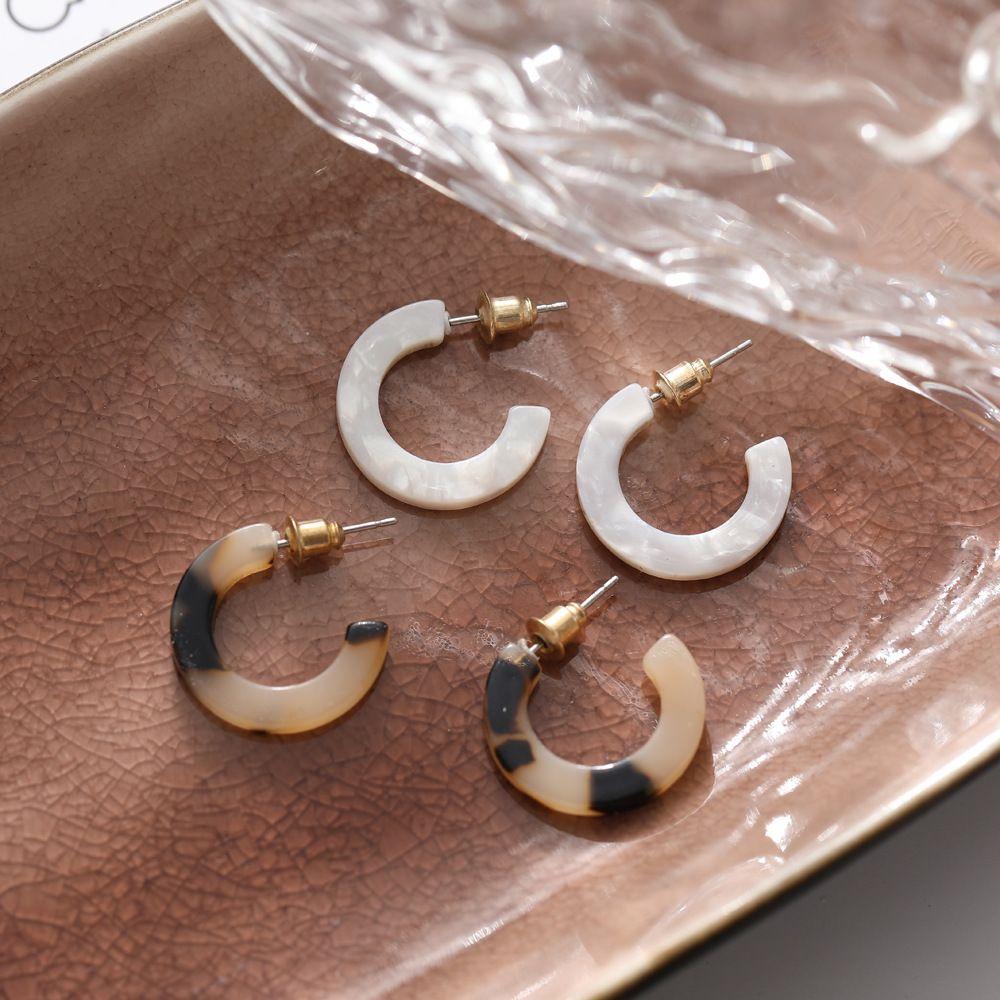 

Party Trendy Acrylic Resin Fashion Women Earring Hoop Earrings C-Shaped Geometric