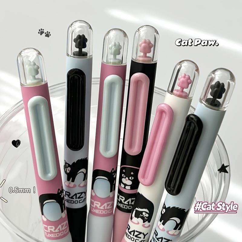 1/4pcs Crazy Tuxedo Cat Gel Ink Pen Cat Paw Rotating Capsule 0.5mm Ballpoint Black Color Quick Dry Smooth Writing