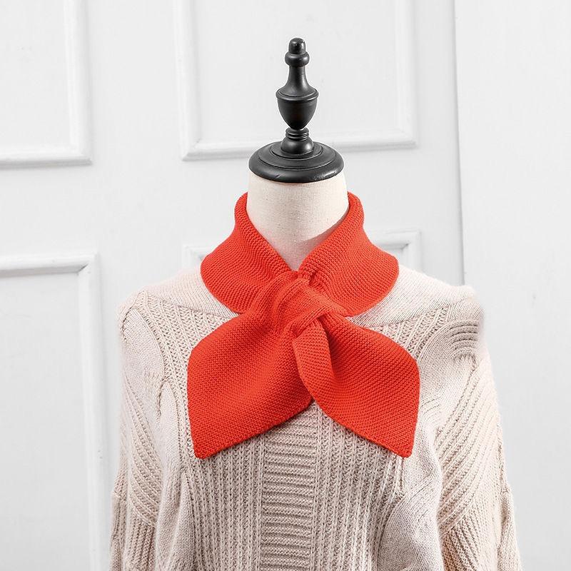 Autumn Winter Scarf Soft Neck Scarf Girls Knitted Sweater Bowtie Women Casual Cross Fishtail Scarf Straps Ladies Shawl