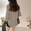 Summer Korean Version Loose and Slimming Striped Shirt Women's 3/4 Sleeved Versatile Casual Shirt