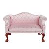Miniature Pink Quilted Armchair Wooden Doll Furniture 1/12 Scale For Living Room Scene Accessories