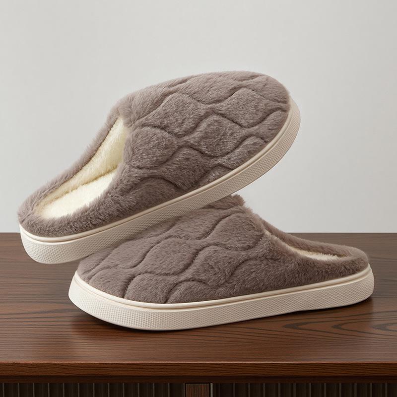 Cotton Slippers Women's Autumn and Winter Home Non-slip Warm Plush Cotton Shoes Men's Supermarket