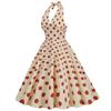 Women's Retro  High Waist Polka Dot Holiday Party Dress Neck Backless Sexy Midi Dress