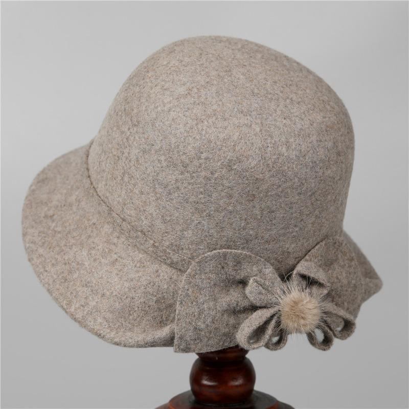 Middle-aged Hat Autumn and Winter Wool Warm Fisherman Hat Elegant Bucket Hat