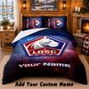 LOSC Lille Pattern Bedding 3Pcs Set Custom Name, Bed Sheet And Pillowcases For Home Bedroom