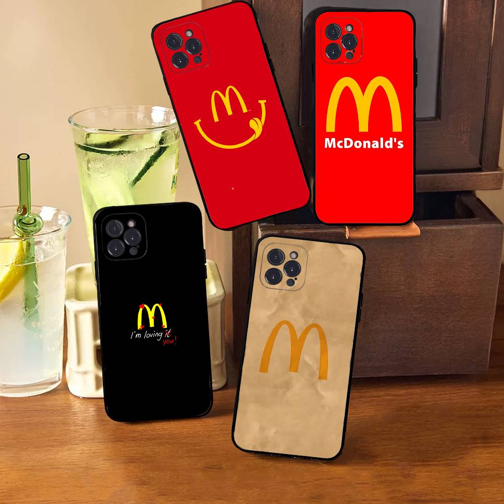 M Famous LOGO M-McDonaldes Phone Case For IPhone 17 16 15 14 13 12 11 Pro Max Plus Mini Soft Black Cover