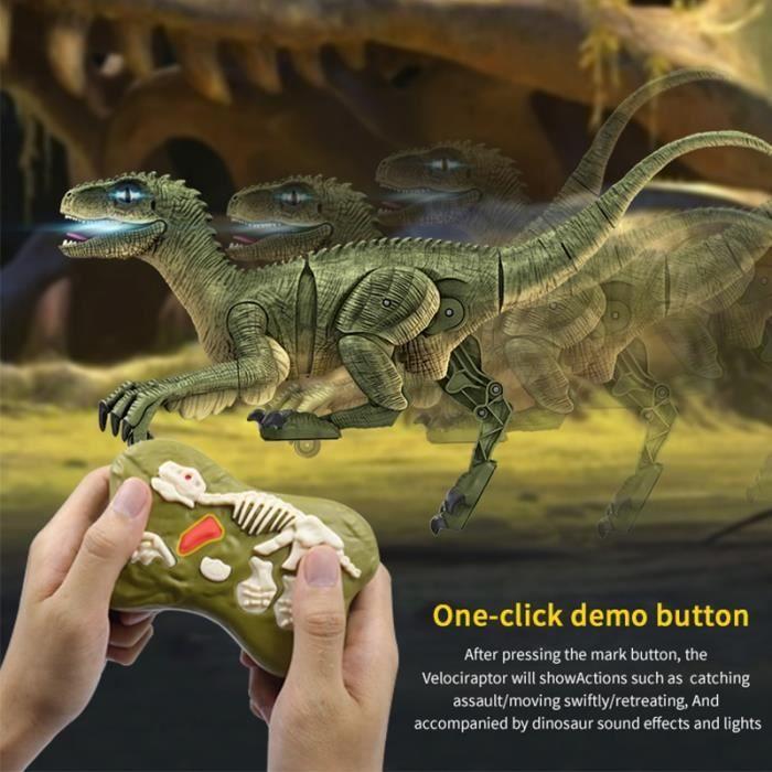 Yellow Velociraptor - 2.4G RC Dinosaur, Velociraptor Simulation, Intelligent Remote Control, Animal with Lu