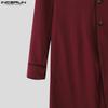 INCERUN Men Autumn Stand Neck Long Sleeve Buttons High Splits Long Windbreaker Coats
