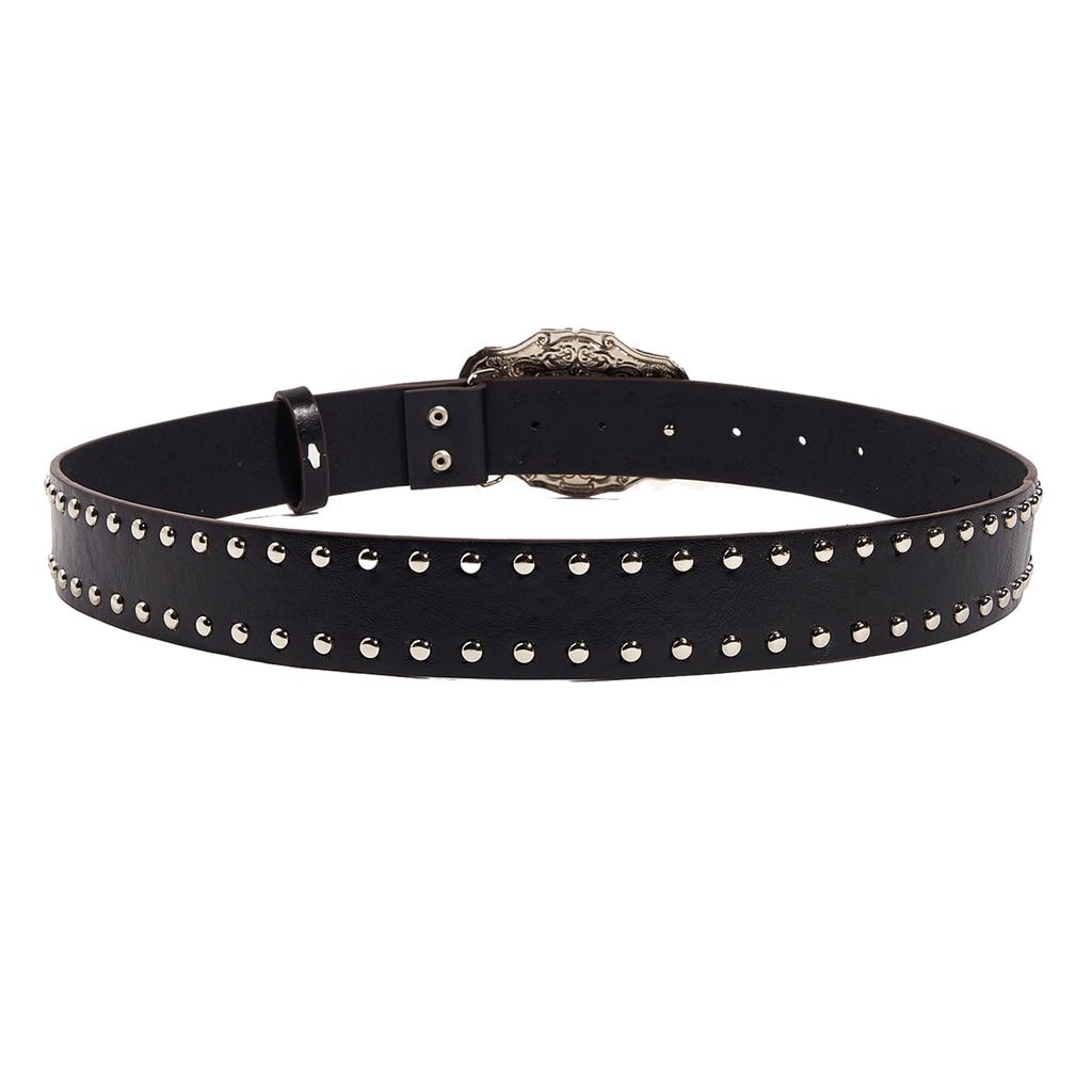 Waist Belt Engraved Buckle for Cowboy Cowgirl with Longhorn Vintage Belt Hot Girl WaistChain Studded Sexy Oversize Belt