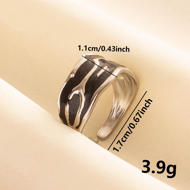 Punk Silver Color Black Enamel Sun Moon Star Eye Rings For Women Men Accessories Stainless Steel Ring Open Finger Jewelry Bagues