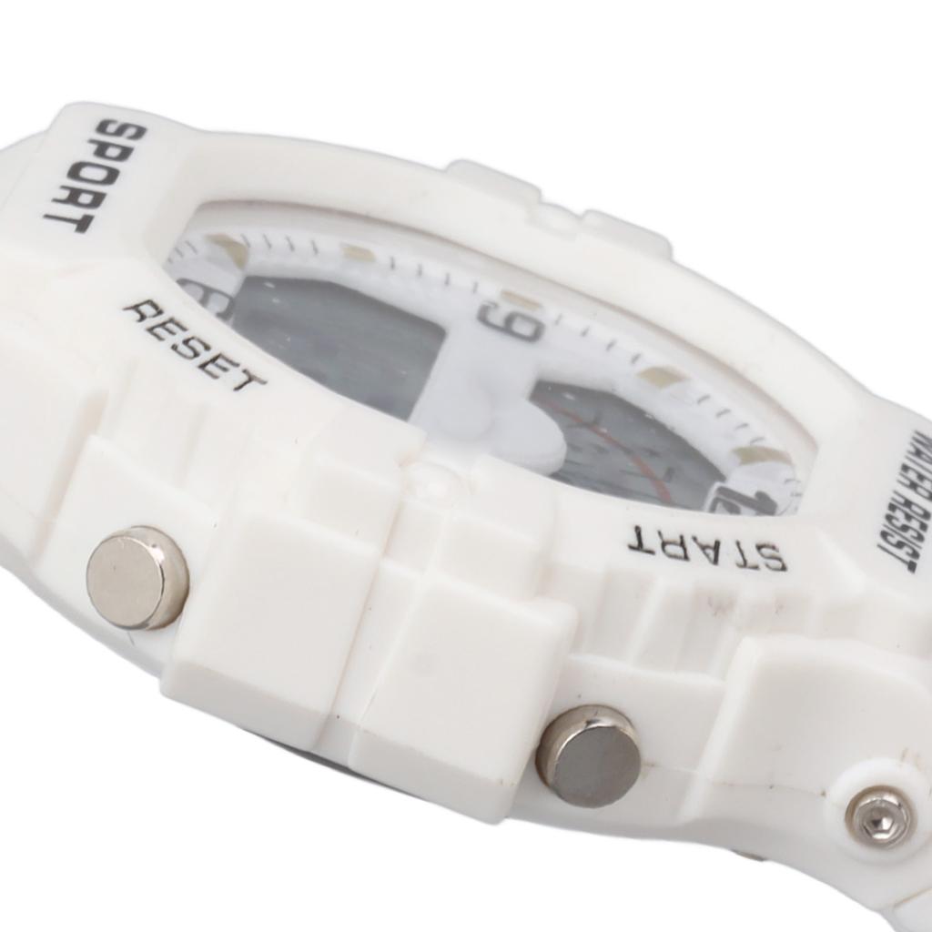 Sport Mens Digital Chronograph Strap Watch Classic Vintage Square Mens Digital Watch WR50M Waterproof White