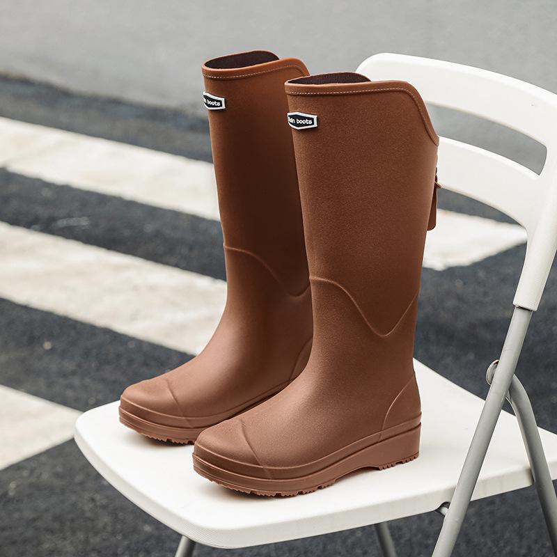 Unisex High-Top Waterproof Rain Boots - Lightweight, Non-Slip, Long Rubber Overshoes for Outdoors