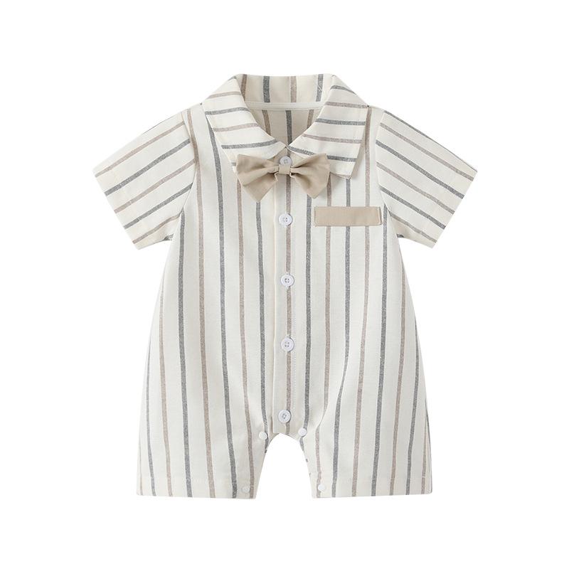 Striped Cotton Baby Jumpsuit - Summer 2025 Collection for Boys