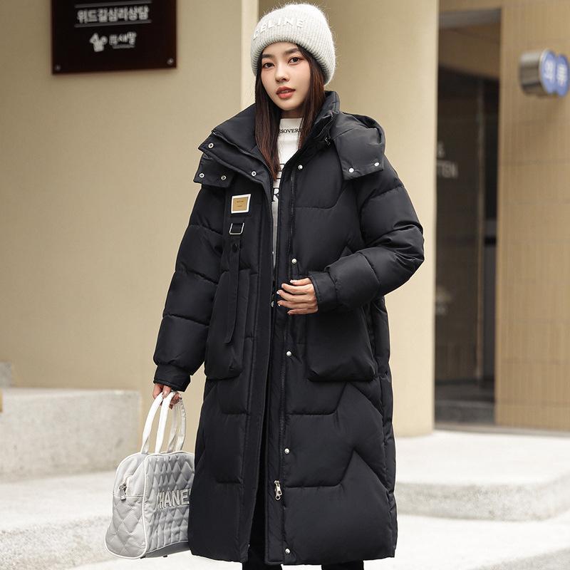 Winter New Hooded Cotton-padded Clothes Women's Knee Long Fashion Medium and Long Thickened Cotton Clothes Women's Coat