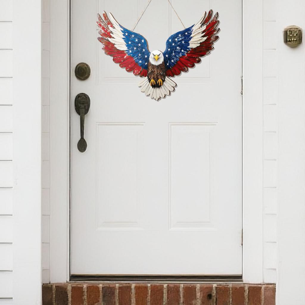 Hanging Door Sign Wooden Independence Day Ornament Patriotic Door Hanger American  Wooden Plaque For Wall Front Porch Outdoor