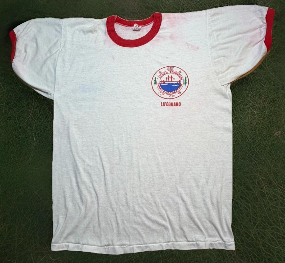 Dover Township Pennsylvania Vintage Ringer T-Shirt Lifeguard Parks Rec USA Med M