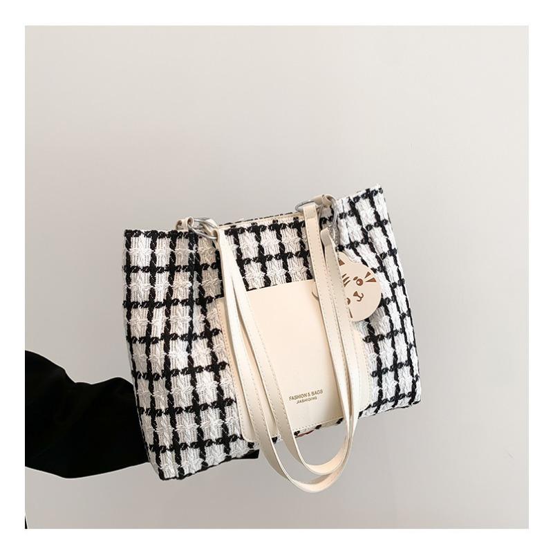 Checkered Women's Casual Simple Large Capacity Tote Bag
