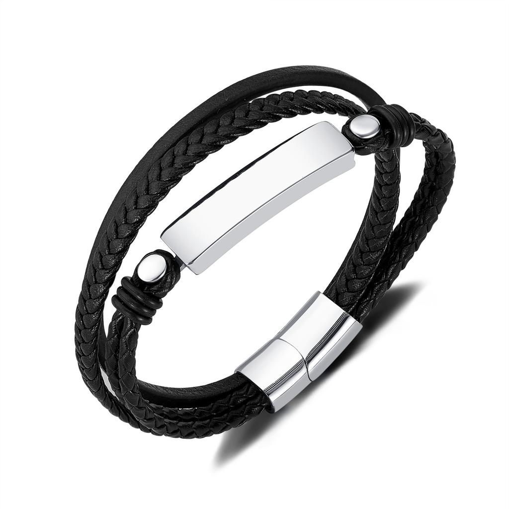 Leather Rope Bracelet Y2k Style Bracelets Black Hand Accessories for Man Stainless Steel Jewelry Thailand ALN25122978