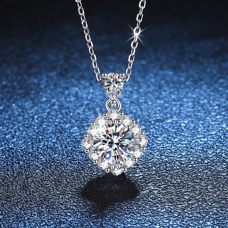 D Color 1ct Moissanite Pendant Necklace Square Jewelry Women