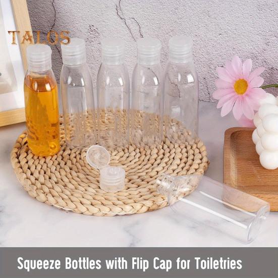 

4Pcs Clear Travel Bottles Kit for Toiletries BPA-Free Leak-Proof Refillable Containers for Shampoo Lotion Oils Portable Silicone Cream Jars Reusable коричневий