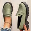 Fashion Fashion Green Stain Loafers Shoes Women 2025 Round Toe Embroidery Shoes for Woman Plus Size Platform Casual Shoes Ladies