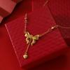 Fashion Sweet Gold Color Stainless Steel Bowknot Bracelet Necklace for Women Temperament Pearl Long Tassel Princess Jewelry Sets