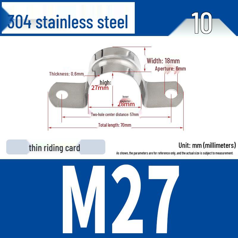 304 Stainless Steel U-Bolt Pipe Clamp Bracket - Pipe & Hose Clip Snap-on Hoop