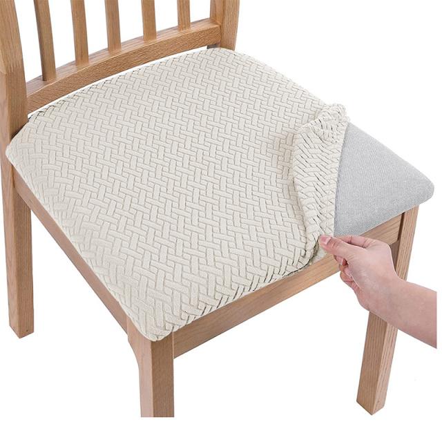 

Эластичные чехлы на обеденные стулья Т-образный жаккардовый чехол на подушку сиденья Съемный протектор стула Легко устанавливаемая банкетная вечеринка Кухня 1-PCS