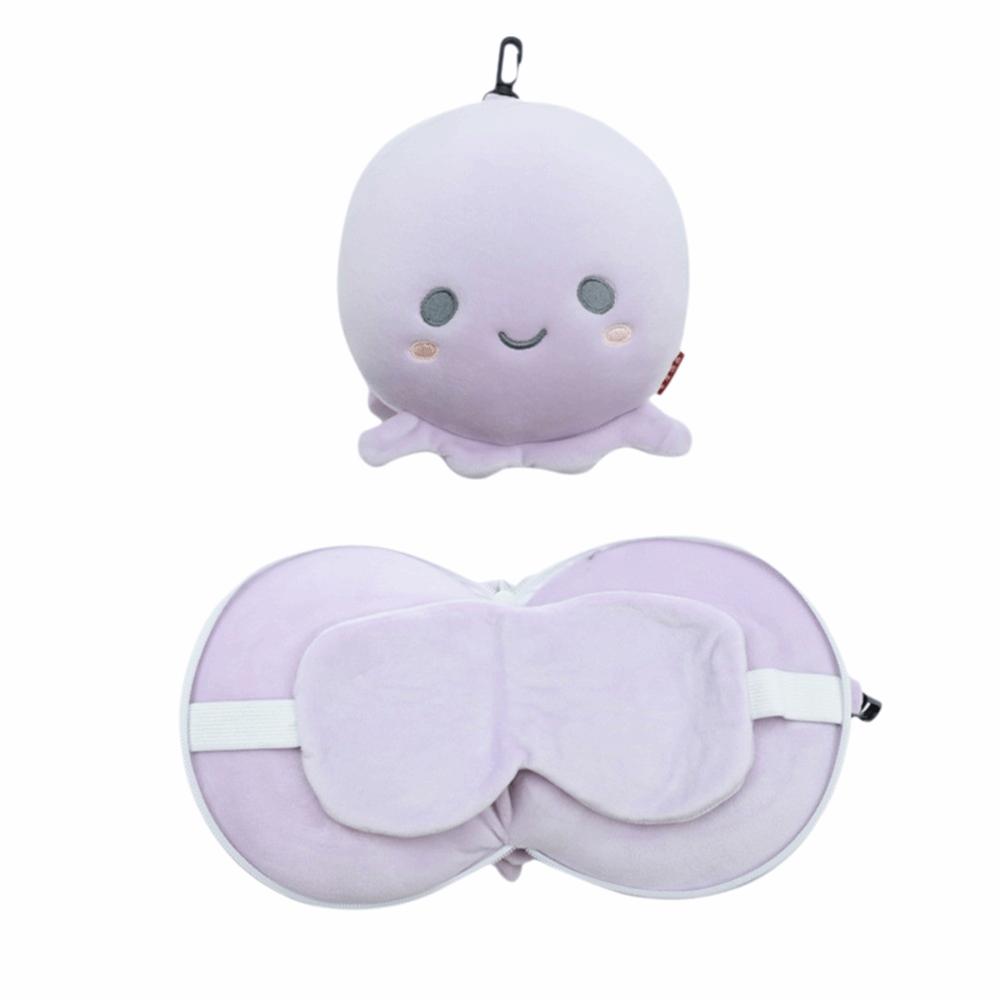 Cuscino da Collo Creativo 2 in 1 Portatile Cartone Animato Copriocchi da Viaggio Maschera da Sonno Multifunzionale in Velluto Ufficio