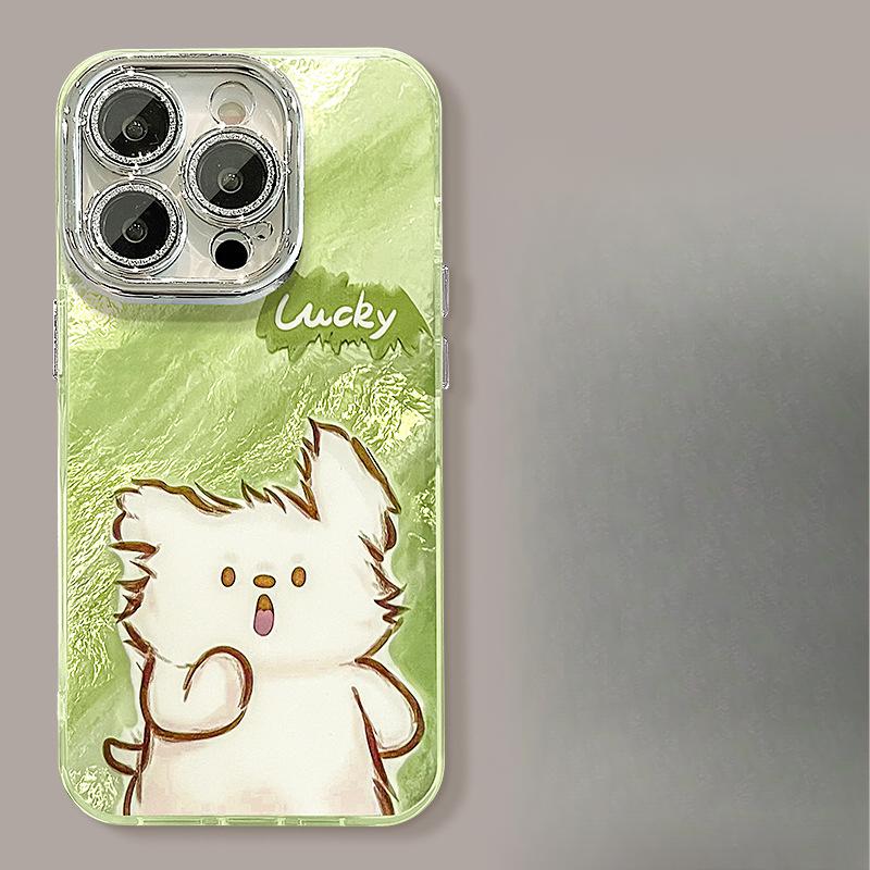 Cartoon Puppy Suitable for Apple 16pro Mobile Phone Case 15 Cute Couple Anti-fall 14 High-end Sense Xiaomi 13
