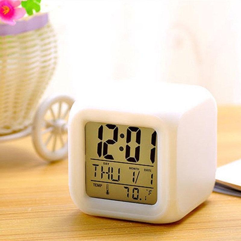 Alarm Clock LED Colorful Watch Table Digital Electronic Desktop Clocks Night Light Kids Timer For Home Office Cube LED