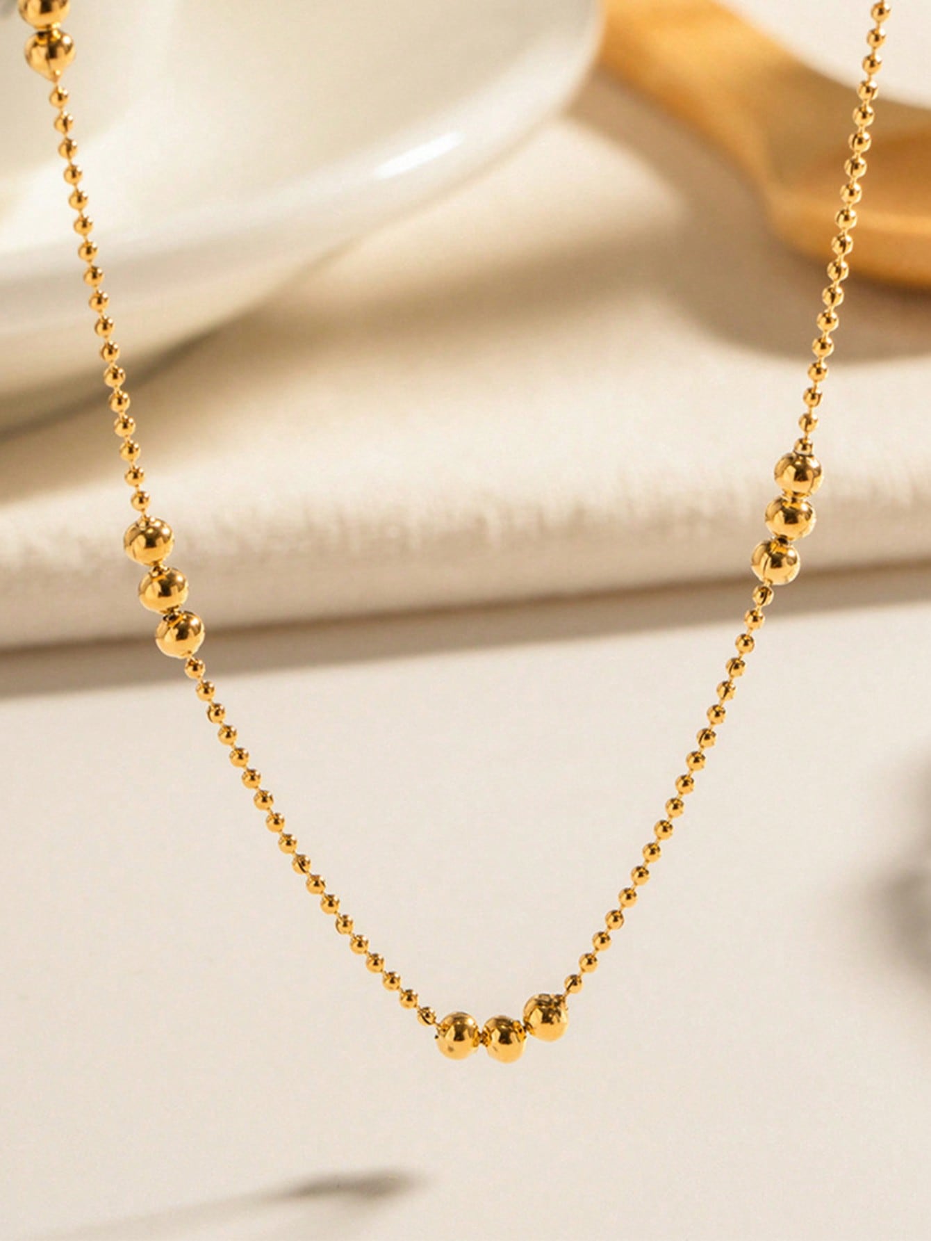 

1 шт. Ожерелье из нержавеющей стали с бусинами для женщин, в стиле корейского блогера, универсальное и модное ожерелье-чокер