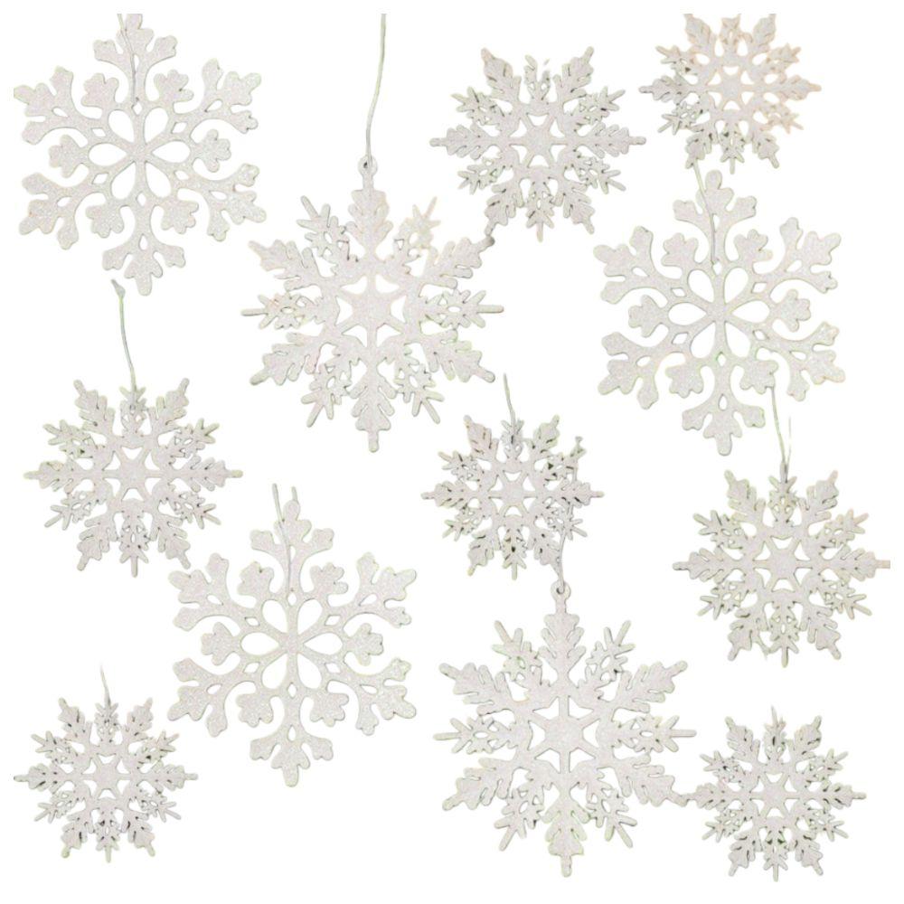 18/36pcs Merry Christmas Paper Snowflakes Double-Sided Glitter White Xmas Tree Pendants Lightweight Snow Flakes Charm Home Decor
