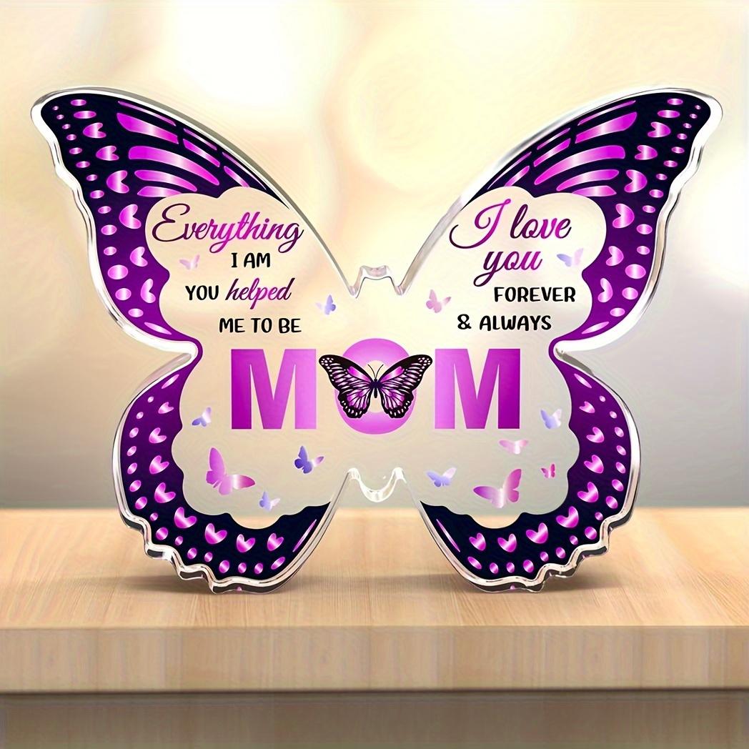 

1pc Butterfly-shaped Acrylic Plaque Gift for Mom - Unique Birthday or Holiday Commemorative Gift for Home or Office Decor фиолетовый