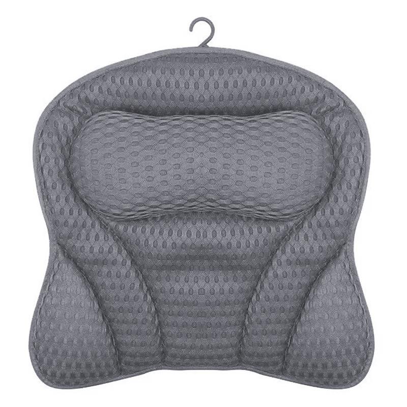 

1 шт. Нескользящая роскошная водонепроницаемая подушка для ванны из полиэфирного волокна, однотонная подушка, подголовник для ванны для домашнего спа серый